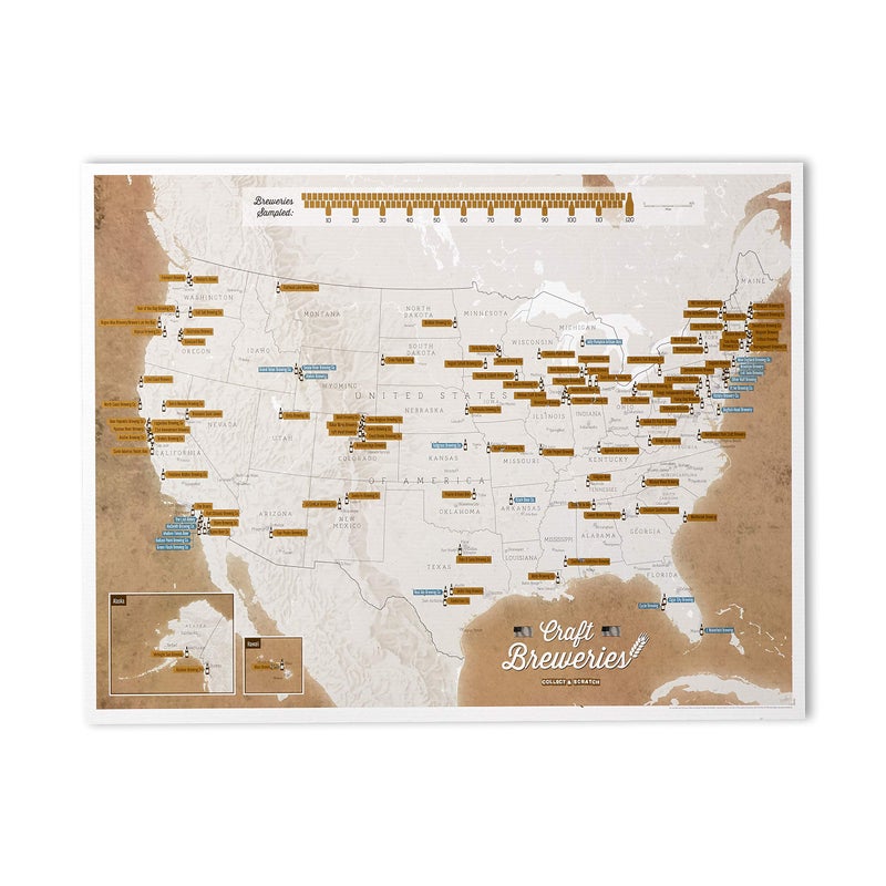Maps International Scratch Off USA Map Craft Breweries Poster - Beer Enthusiast Gifts - Maps International - 17 x 22 inches - Image 1